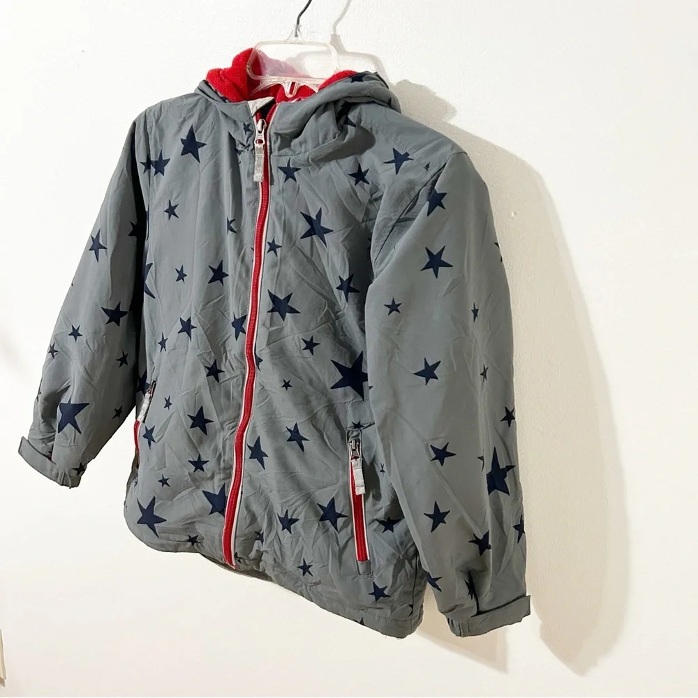Hanna Andersson Size 140 US 10 Star Print Hooded Winter Jacket Fleece Lined